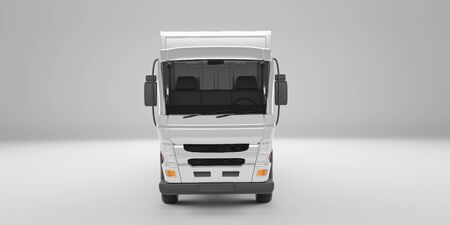 Front angle view of delivery truck 3D renderingの写真素材