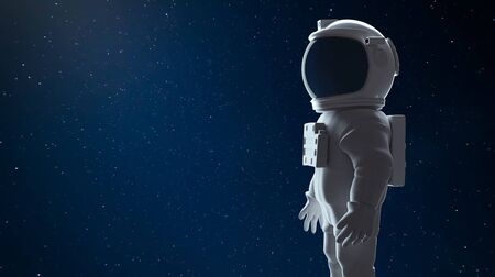 Astronaut watching toward in outer space. Clipping path include. 3D rendering.の写真素材
