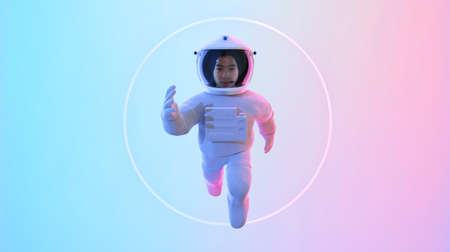 Young teenager Astronaut escape from the void.の写真素材