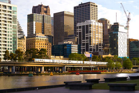 A view of the Yarra River,CBD Melbourne, Victoria, Australiaの写真素材