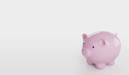 Piggy bank isolated on white background with copy spaceの写真素材