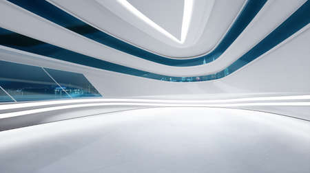 3D rendering futuristic streamlined interior space designの写真素材