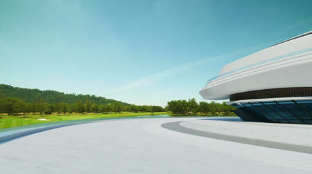 3D rendering architecture with futuristic streamlined design. Afternoon sceneの写真素材