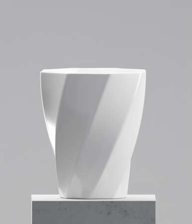 White vase on cement table. Photorealistic 3D renderingの写真素材