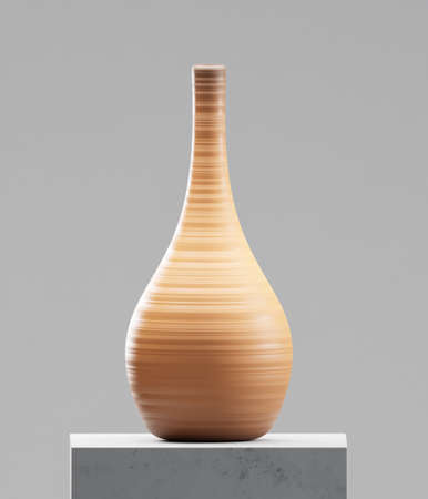 Clay vase on cement table. Photorealistic 3D renderingの写真素材