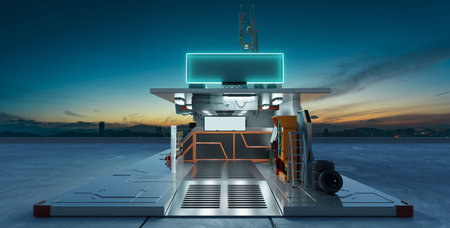 Creative and futuristic concept workshop. Photorealistic 3D rendering.