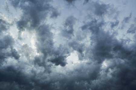 Dark dramatic windstorm clouds skyの写真素材