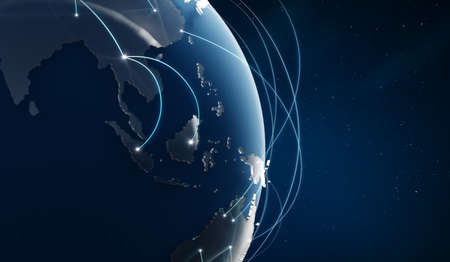 Global world network communication technology. 3d renderingの写真素材