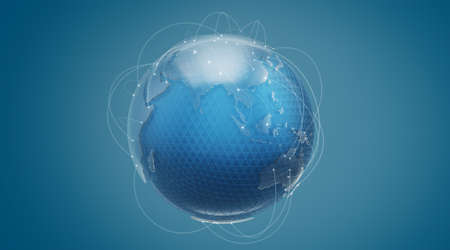 Global world network communication technology. 3d renderingの写真素材