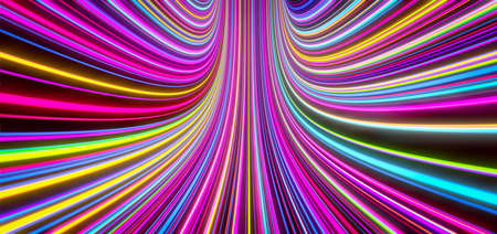 Abstract self-luminous colored lines move upward. 3d renderingの写真素材