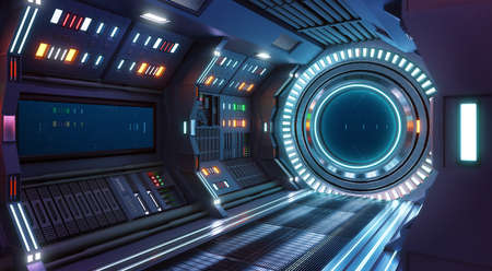 Corridor spaceship Interior. Scifi fiction concept. 3d rendering.の写真素材