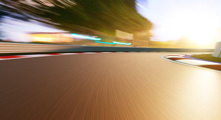 Motion blurred racetrack,sunrise moodの写真素材