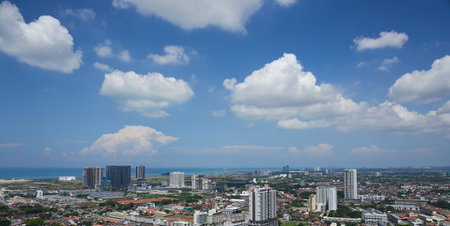 Panoramic view of the cityscape of the Straits of Malaccaの写真素材