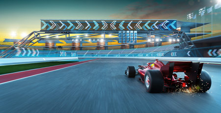Sport racing car fast driving to achieve the champion dream , motion blur and lighting effect apply...