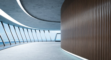Futuristic streamlined interior space design. 3d renderingの写真素材
