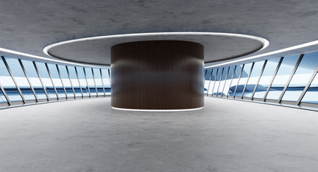 Futuristic streamlined interior space design. 3d renderingの写真素材