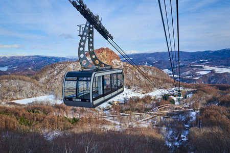Hokkaido, Japan - December 17, 2022 : The Usuzan ropeway is a cable car to Usuzan mountain summit transportのeditorial素材