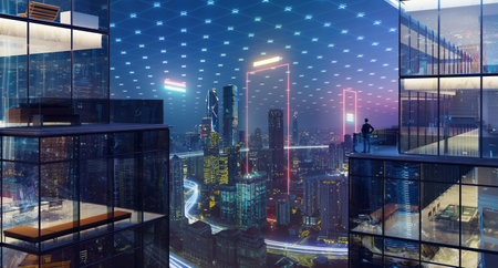 Business success with smart big data technology concept. 3d rendringの写真素材