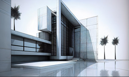 Construction illustration drawing modern architecture detailsの素材