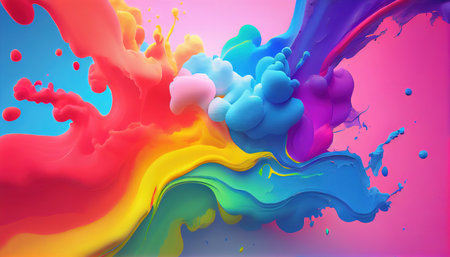 Abstract illustration paint texture in a rainbow of huesの素材