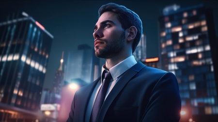 Portrait of successful businessman. Created with Generative AI technologyの素材