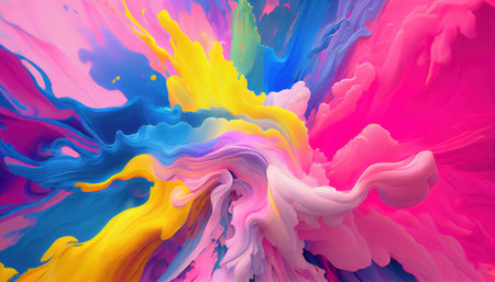 Abstract illustration paint texture in a rainbow of huesの素材