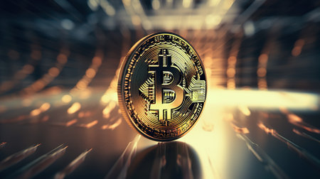 Bitcoin blockchain crypto currency digital money. Created with Generative AI technologyの素材