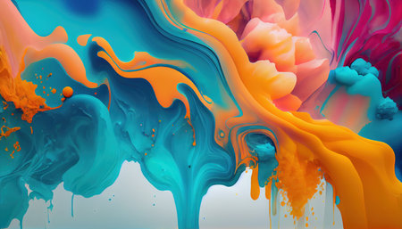 Abstract illustration paint texture in a rainbow of huesの素材