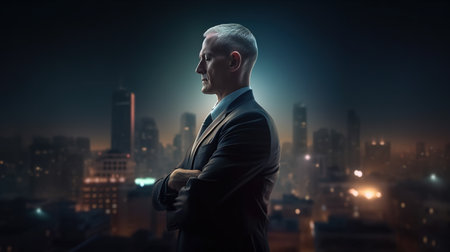 Portrait of successful businessman. Created with Generative AI technologyの素材