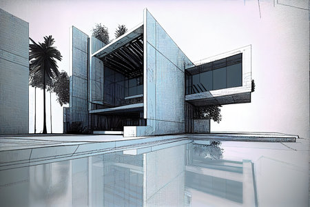 Construction illustration drawing modern architecture detailsの素材
