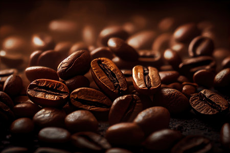 Roast Coffee Beans background. Created with Generative AI technologyの素材