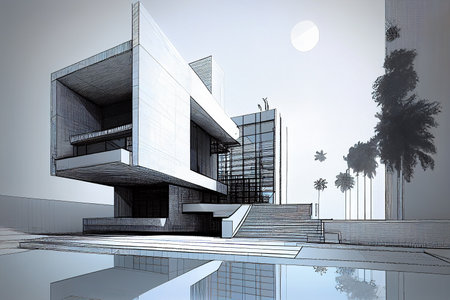 Construction illustration drawing modern architecture detailsの素材