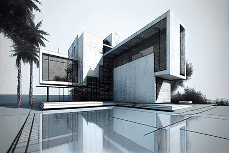 Construction illustration drawing modern architecture detailsの素材