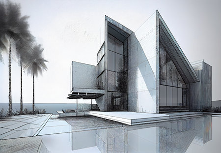 Construction illustration drawing modern architecture detailsの素材