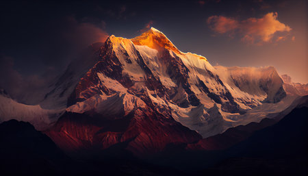 Himalaya golden hour illustration imageの素材