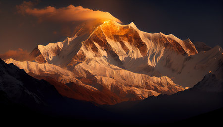 Himalaya golden hour illustration imageの素材