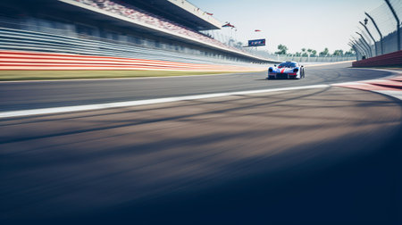 Tracking shot of racing track. Created with Generative AI technologyの素材