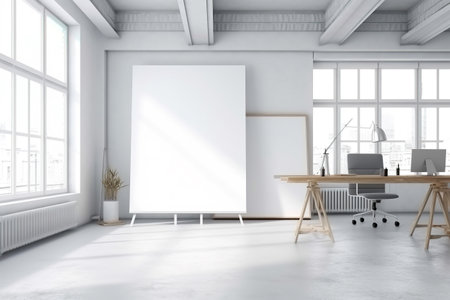 Contemporary minimalist empty white office interiorの素材