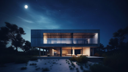 Night scene modern buildingの素材
