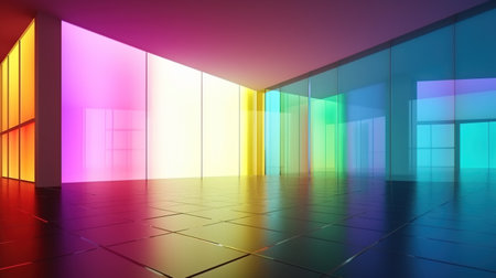 Colorful transparent glass wall contemporary showroomの素材