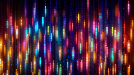 Abstract background with vertical colorful lights. Created with Generative AI technologyの素材