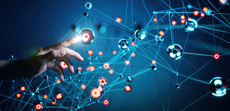 Hand touching the Metaverse Universe, A Conceptual Shift in Digital Transformation for the Era of Next-Generation Technologyの写真素材