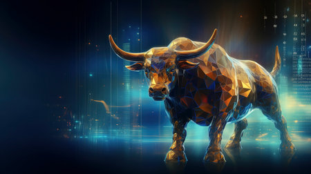 Bull market, stock market trading with investment stock graph background. Stocks, Financial and Economic conceptの素材