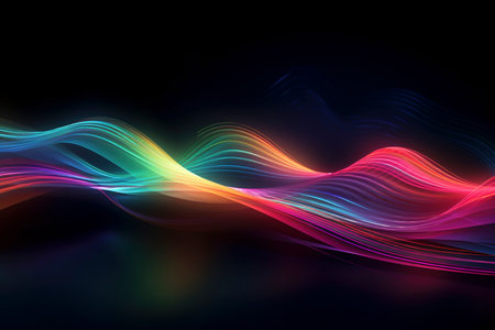 Abstract digital wave gradient line and aesthetic Intricate wave line design, network or business big data connection technology concept., network or business big data connection technology concept. 3D renderingの素材