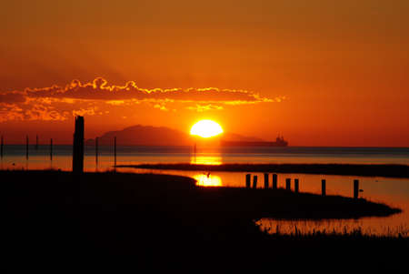 Beautiful sunset over the seaの写真素材