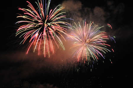 fireworks over straitの写真素材