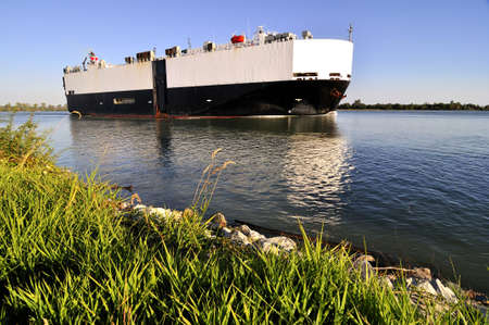ship on Fraser Riverの写真素材