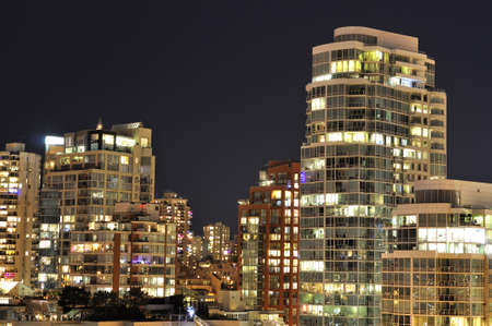 Night View of Residential Buildings in Vancouverの写真素材