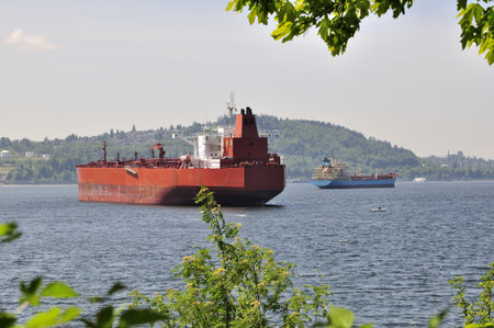 ships anchor in the inletの写真素材