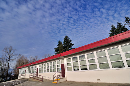 School building in winter